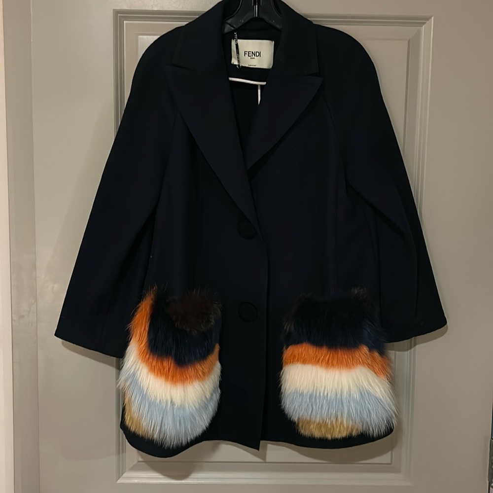 Fendi Coat with Fur Pockets